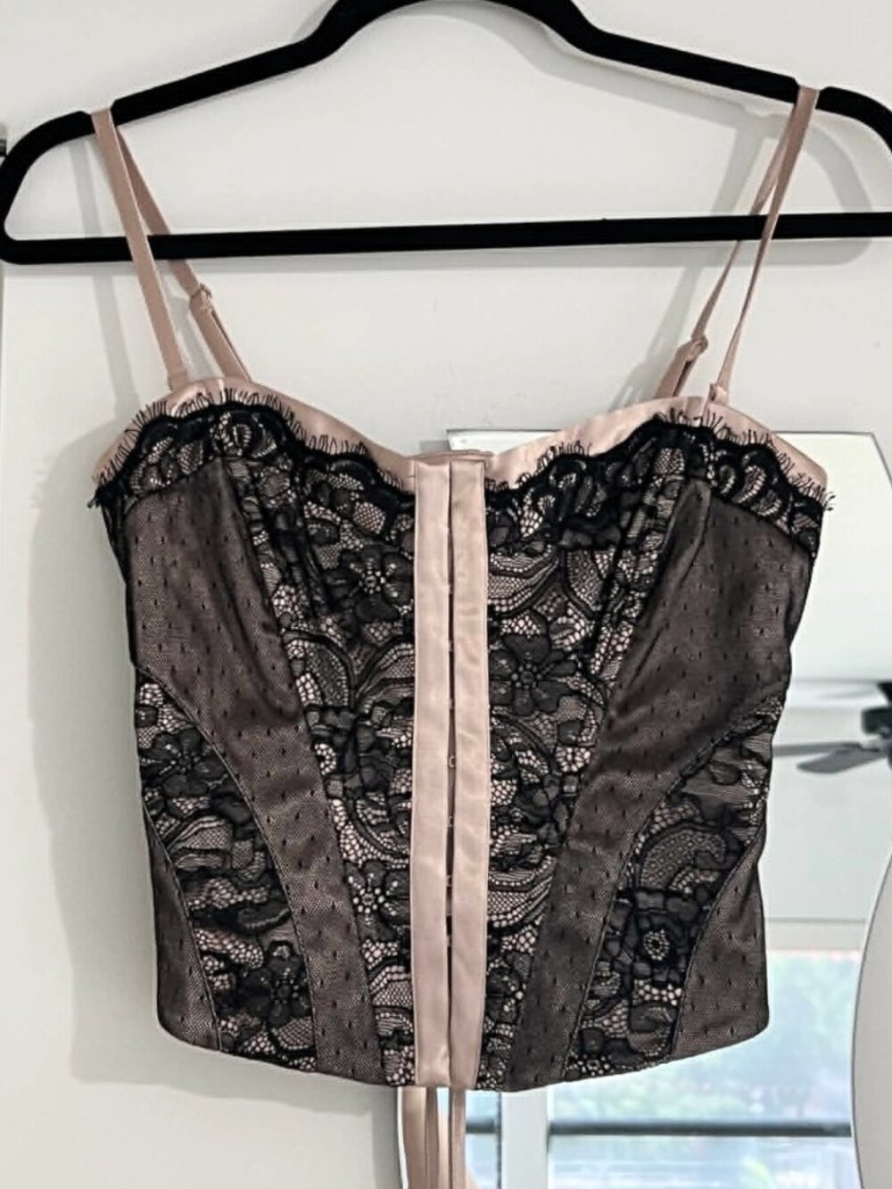 Vintage Guess Lace and Satin Corset Top w/ Removable Straps, XS